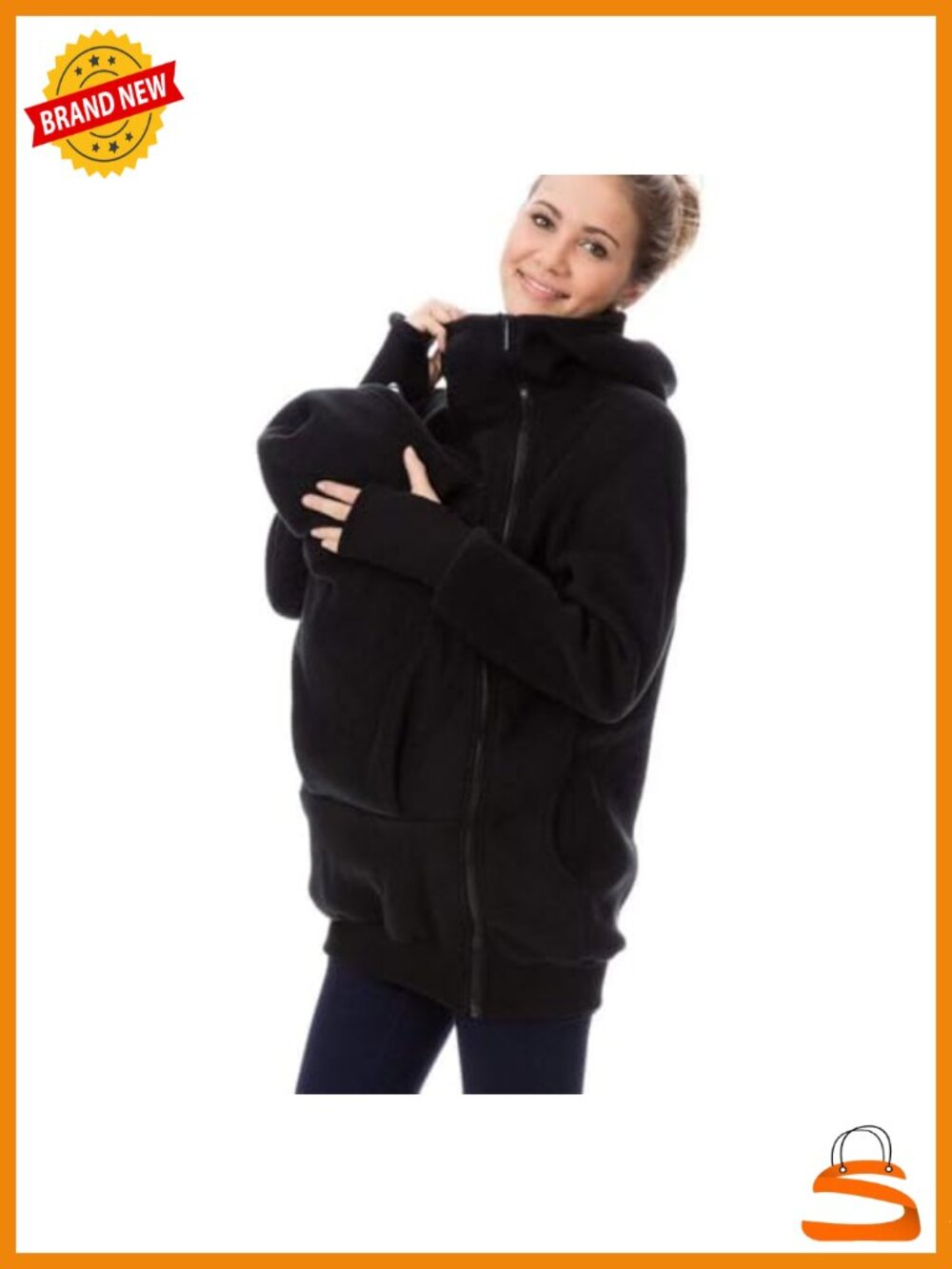 Fleece Zip Up Maternity Hoodie Pregnancy Coat Pullover Sweatshirt